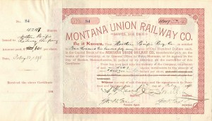 Montana Union Railway Co. signed by C.S. Mellen and Geo. H. Earl